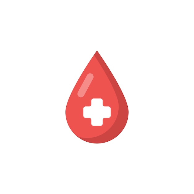 red blood drop flat icon on white background