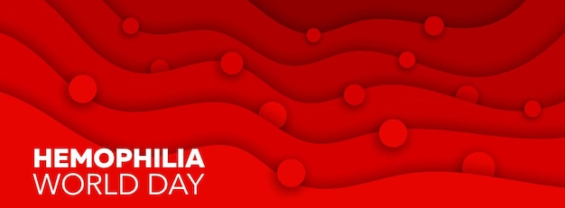 Vector red blood paper cut background hemophilia day