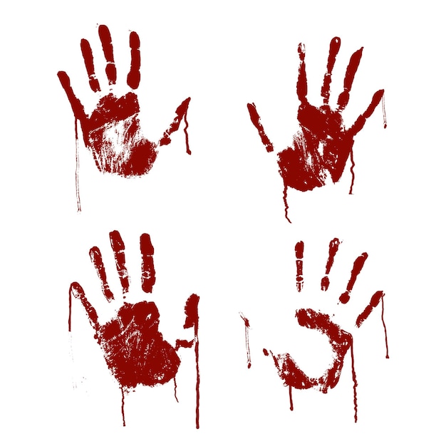 Red Bloody Scary Hands Imprint Set Vector