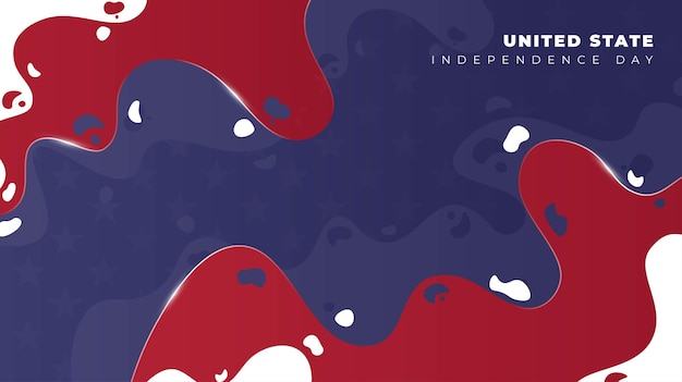 미국 독립 기념일 템플릿 디자인을 위한 흔들며 모양이 있는 빨간색 파란색과 흰색 추상 배경