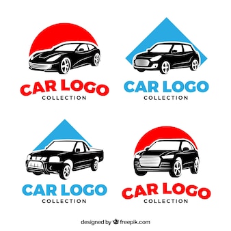 Set logo auto rossa e blu