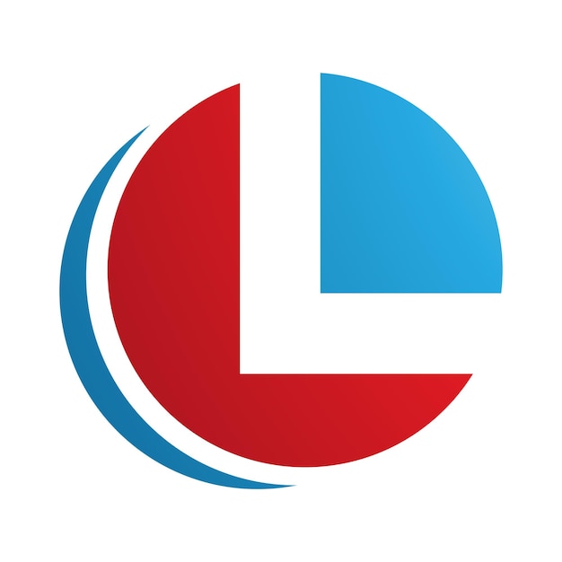 Icona della lettera l a forma di cerchio rosso e blu