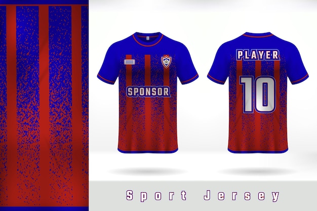 Red and blue color football jersey uniform template design