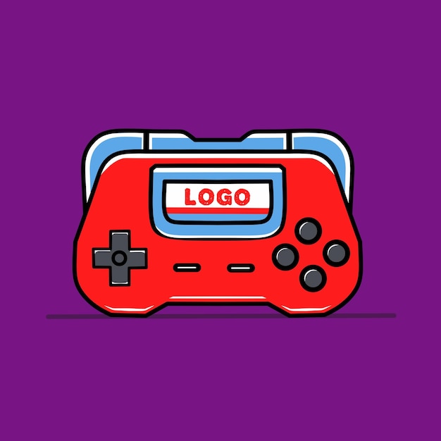 Red blue color game console theme clipart illustration design with purple background