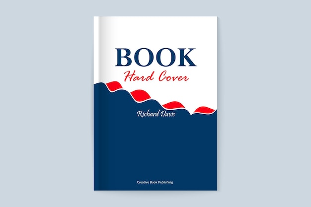 Vettore modello di copertina del libro in stile onda di colore rosso e blu