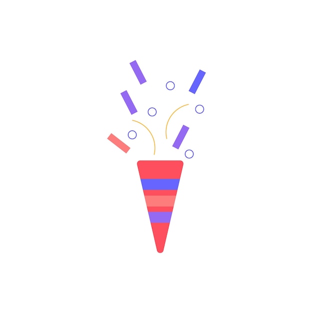 Vector a red and blue confetti cone is being poured into a pink and blue cone.