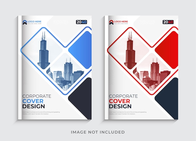 Red and blue corporate business book cover template set Premium Vector