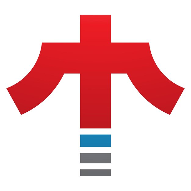 Vector red and blue cross shaped letter t icon