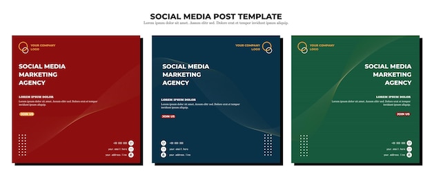 Red Blue Green Vector Social Media Post Template vector art illustration and text
