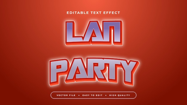 빨간색과 파란색 LAN 파티 3D 편집 가능한 텍스트 효과 글 스타일