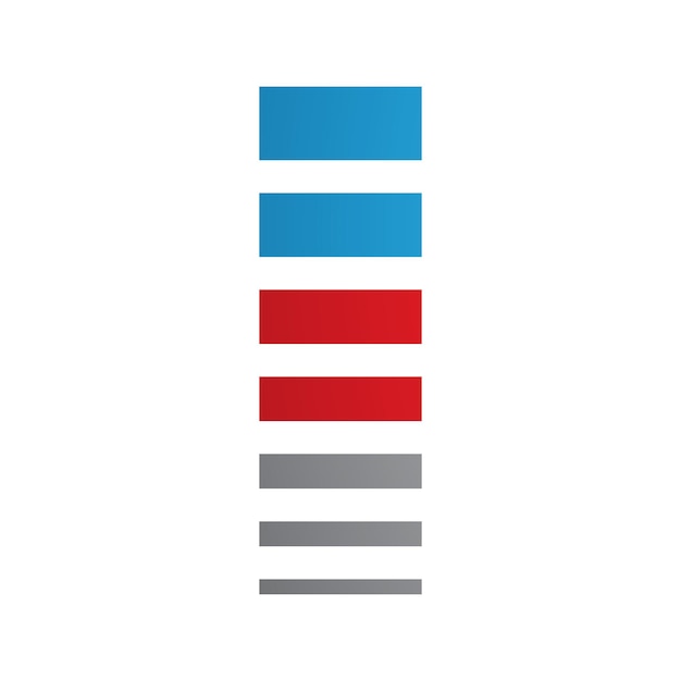 Red and Blue Letter I Icon with Horizontal Stripes