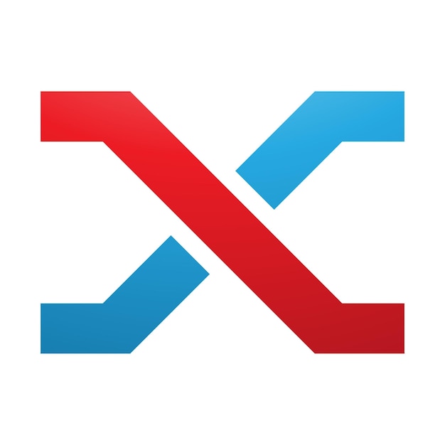 Red and Blue Letter X Icon with Crossing Lines