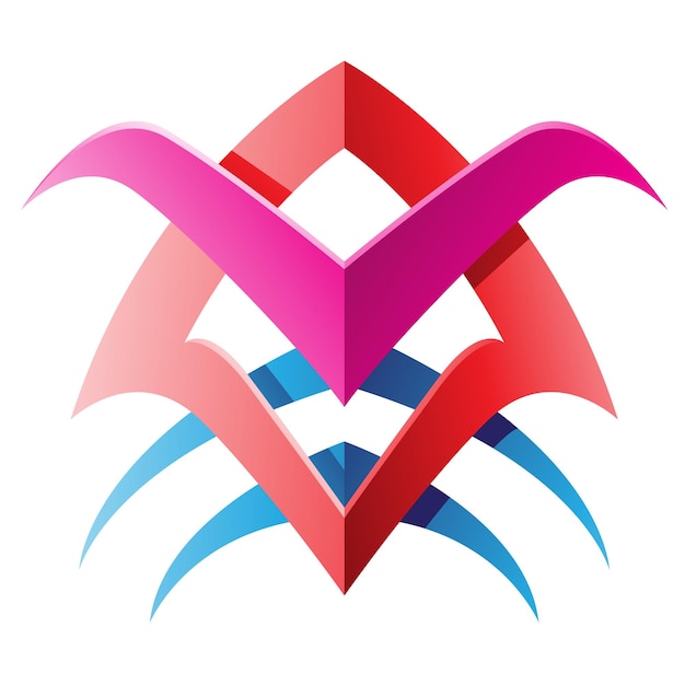 Vector red blue and magenta fish like tribal symbol