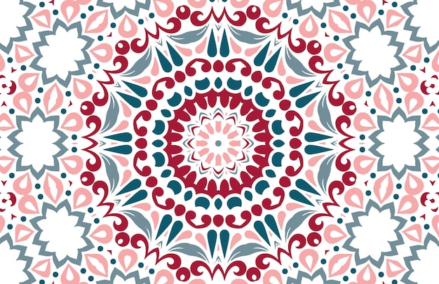 赤と青のマンダラパターンデザイン