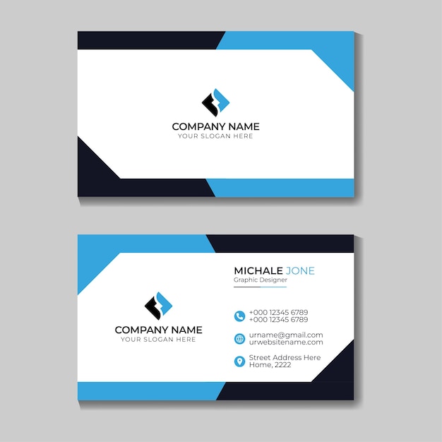 Red and blue modern business card template free vector