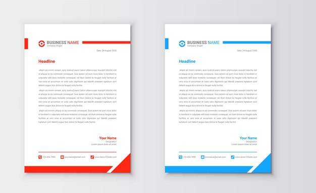 Red and blue modern corporate business letterhead template design