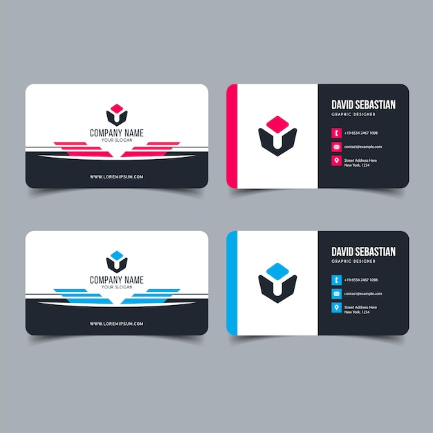 Vector red and blue modern creative business card and name card horizontal simple clean template vector design