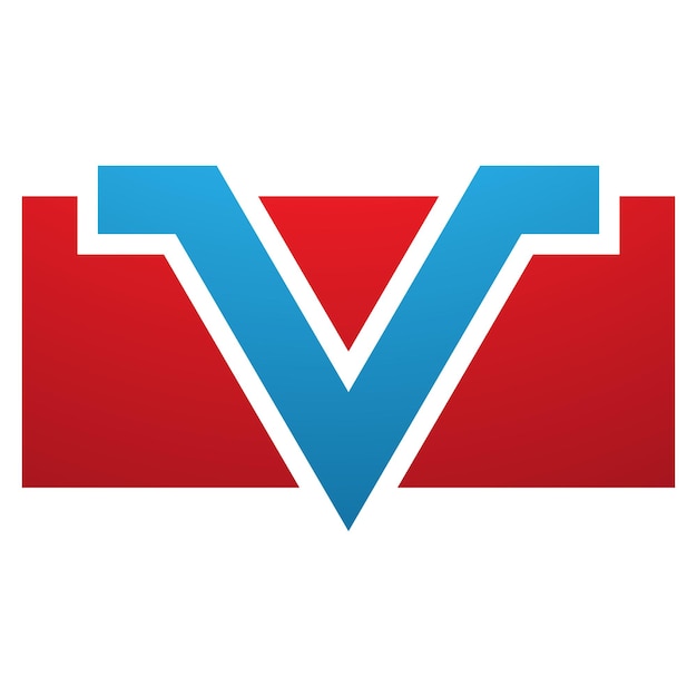 Red and Blue Rectangle Shaped Letter V Icon