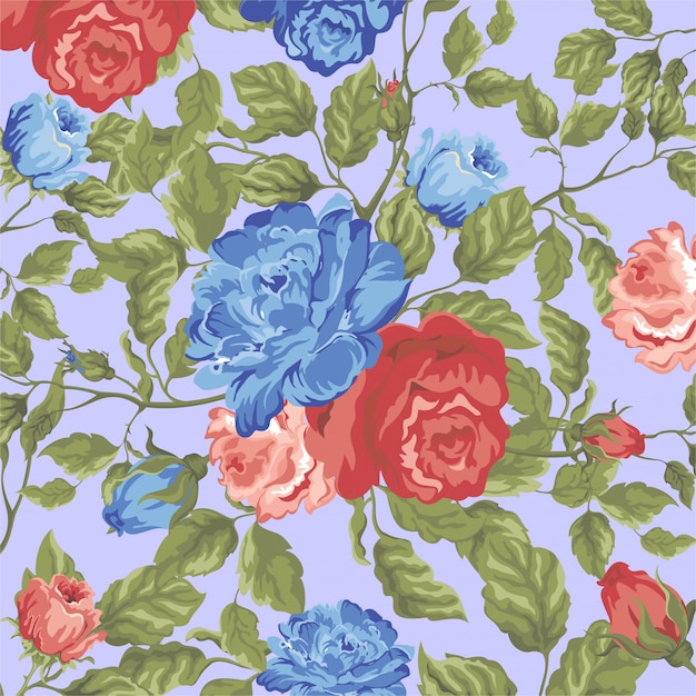 red and blue rose flower pattern