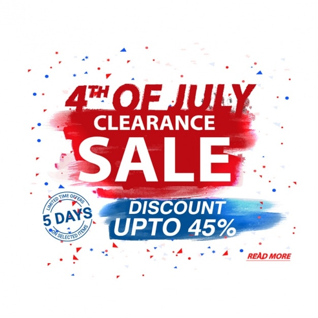 Red and blue sale background for independence day