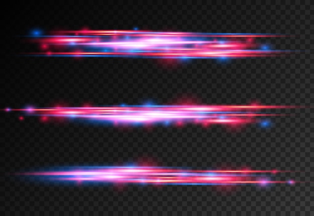 Raggi laser ad effetto speciale blu rosso raggi di luce orizzontali movimento magico di linee veloci in movimento