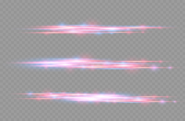 Red blue special effect laser beams horizontal light rays motion magic of moving fast lines