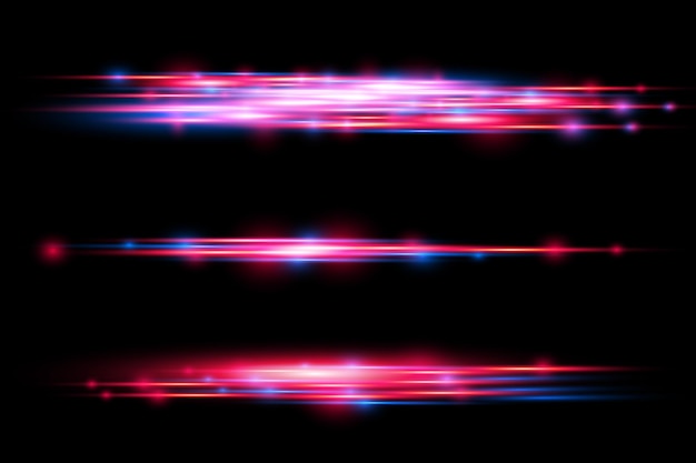 Red blue special effect laser beams horizontal light rays motion magic of moving fast lines