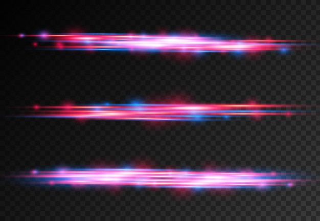 Red blue special effect laser beams horizontal light rays motion magic of moving fast lines