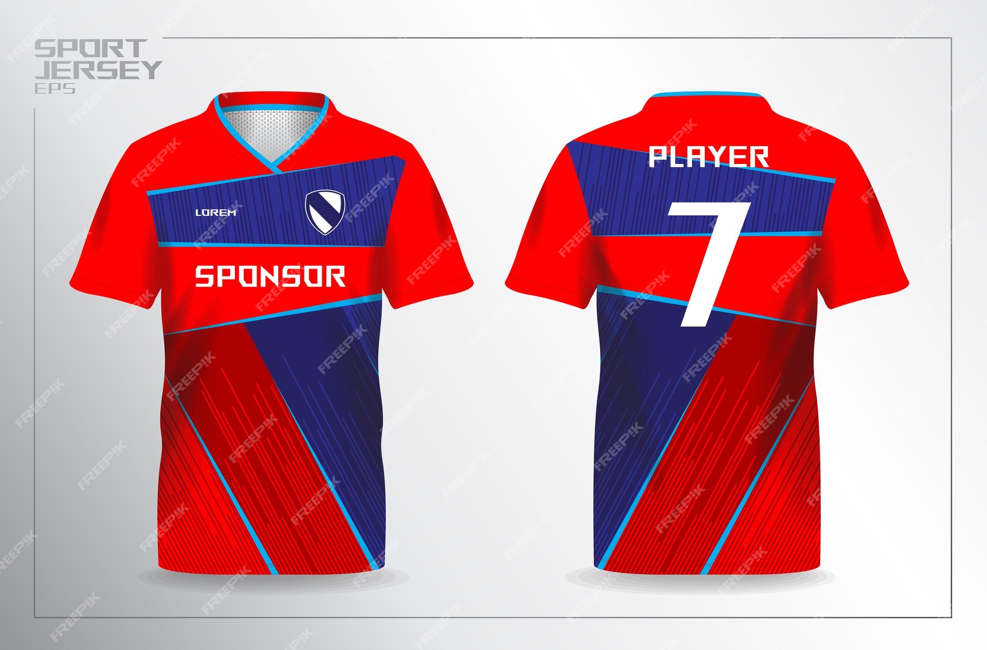 Premium Vector | Red blue sport jersey for football and soccer shirt