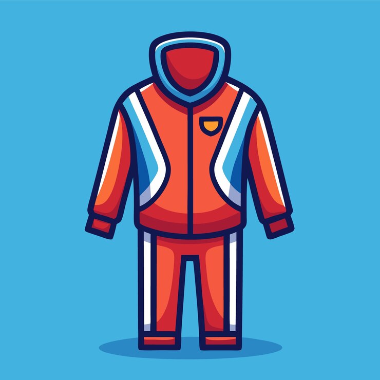 Vector a red and blue tracksuit with white accents