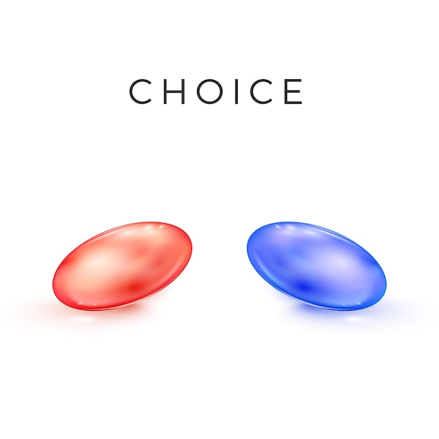 Vector red and blue transparent capsule drugs medical tablets in matrix style