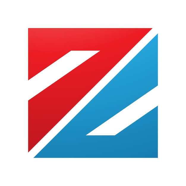 Icona della lettera z a forma di quadrato triangolare rosso e blu