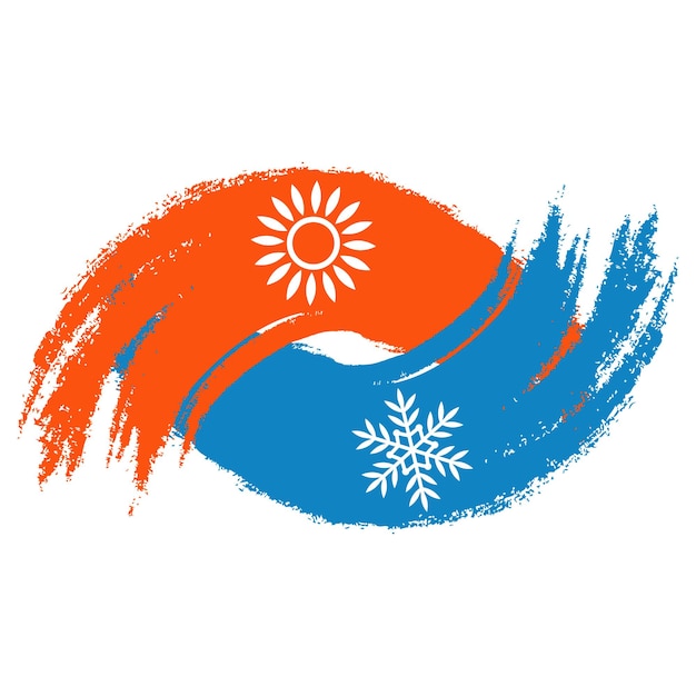 Vector red and blue wave air conditioner symbol