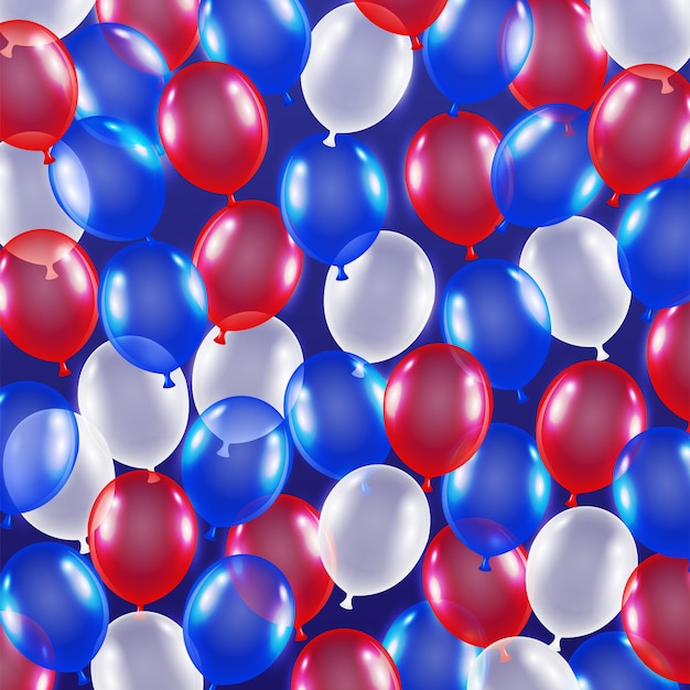 Vector red blue white balloon background usa flag theme