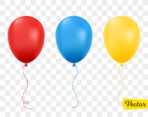 Red, blue and yellow balloons isolated.