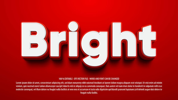 Vector red bold 3d style editable text effect