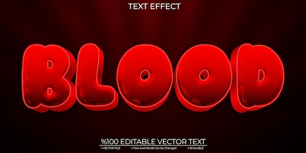 Red Bold Blood Editable and Scalable Template Vector Text Effect