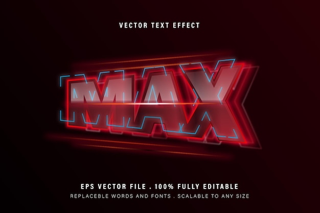 Vector red bold max editable text effect