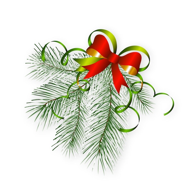 赤い弓とクリスマス ツリーの枝