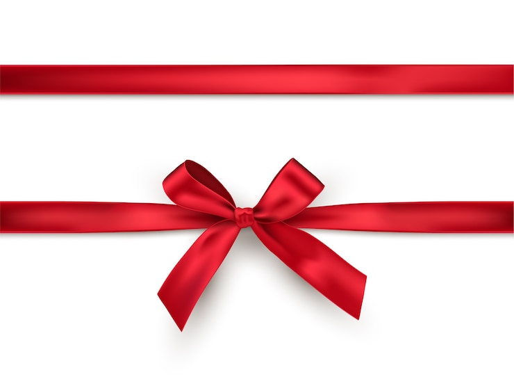 Vector red bow and ribbon, realistic design element