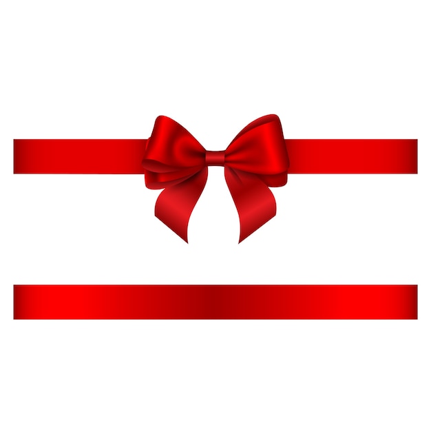 Vector red bow and ribbon