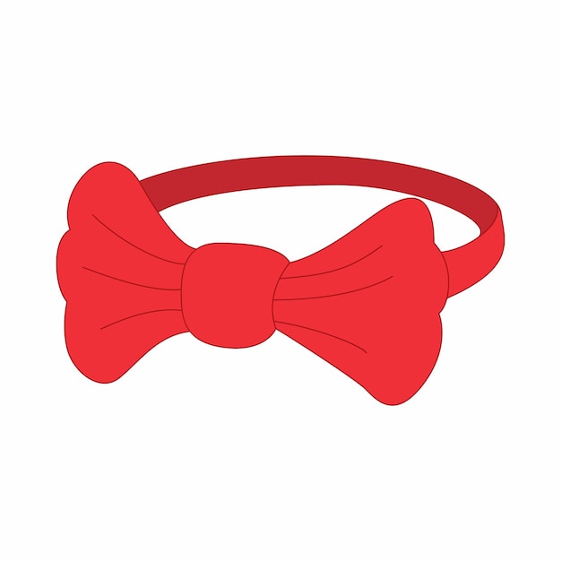 Red bow tie icon in cartoon style on a white background