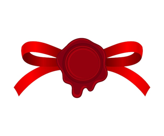 Red bow with empty rosette in the center for any text or symbols Celebration design Vector illustrations isolated on white background