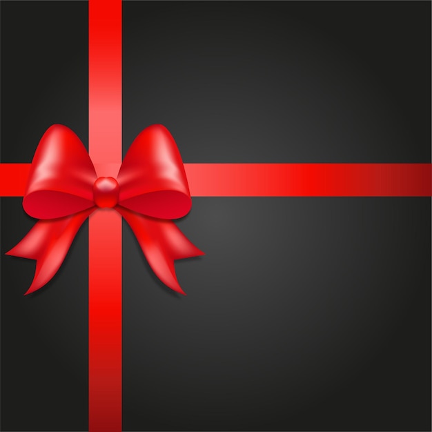 Vector red bow with ribbon black background