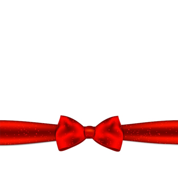 Vector red bow with ribbon