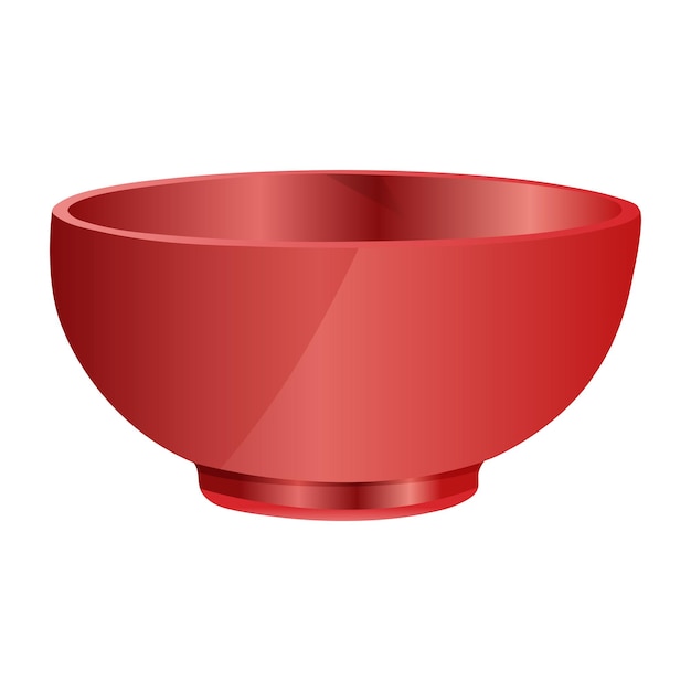 Vector red bowl isolated on white background