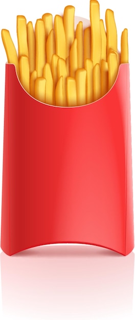 Vector a red box of fries with a red background