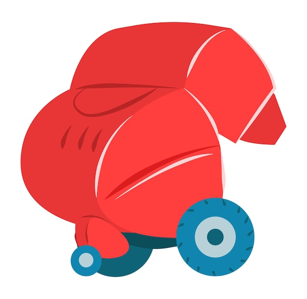 Red boxing glove wheels humorous concept surreal sport equipment vector illustration Creativity