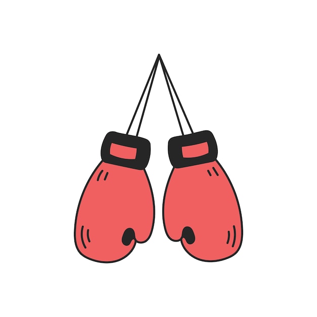 Red boxing gloves hanging on lace