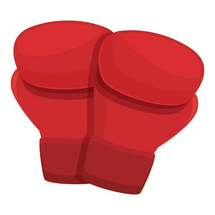 Vector red boxing gloves icon cartoon vector sport box arena referee